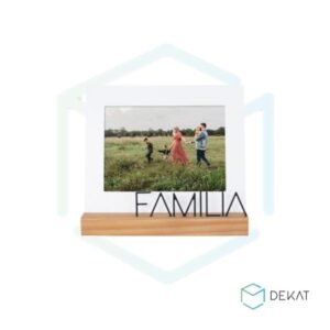 Porta-Retrato Família - Aço / Acrílico / Madeira - 13x18cm