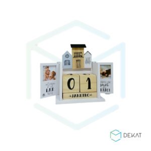 Calendário Permanente Casinha Com Porta-Retrato - 16,5x14x7cm