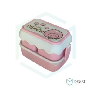 Kit Marmita Infantil 2 Andares +  Talheres + Adesivo 3D - Rosa