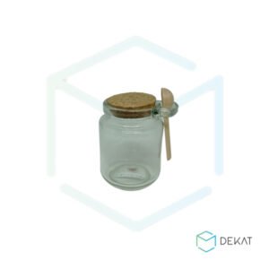 Porta-Tempero de Vidro Com Colher de Bambu - Tampa Cortiça - 240ml