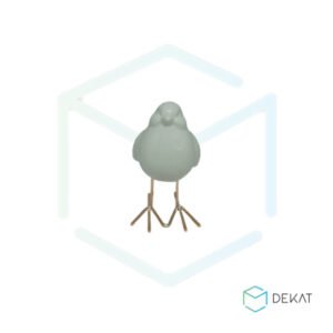 Pássaro de Porcelana com Pé Metálico Rosé - 11 cm - Branco