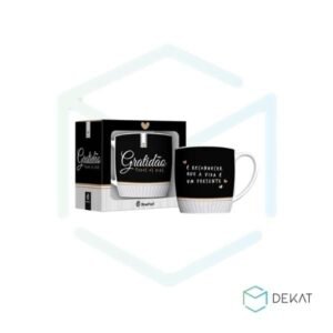 Caneca em Porcelana Urban “Gratidão Todos Os Dias” - 360ml - Preto e Branco