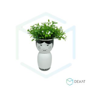 Vaso Cachepot em Cerâmica Menina Gótica - Branco