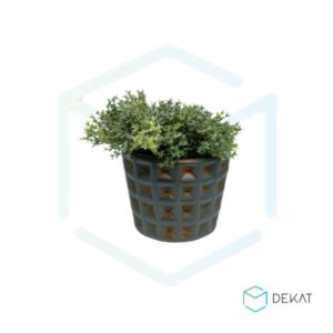 Vaso Cachepot Quadriculado - Cinza Escuro