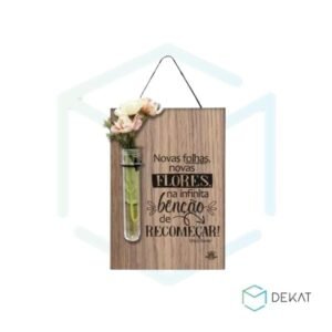 Quadro c/ Tubete e Flores “Novas Folhas, Novas Flores” - 27x4×2cm