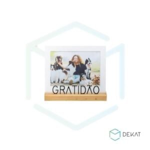 Porta-Retrato “Gratidão” - Aço / Acrílico / Madeira - 13cm x 18cm