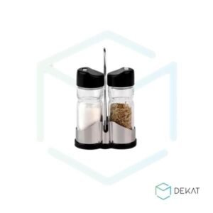 Conjunto p/ Cozinha 3 Peças - Saleiro + Pimenteiro + Suporte - Preto