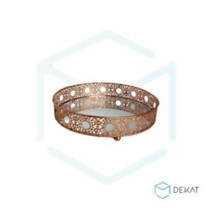 Bandeja Redonda de Cobre em Metal c/ Espelho