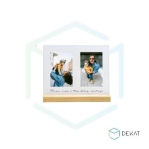 Porta-Retrato “Meu Riso É Tão Feliz Contigo” - Aço / Acrílico / Madeira - 10cm x 15cm