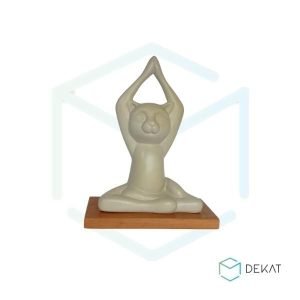 Escultura Gato Praticando Yoga - 24cm - Bege
