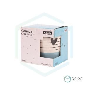 Caneca em Cerâmica “Secret” - Azul / Amarelo / Rosa - 300ml