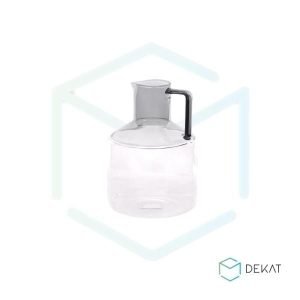 Vaso de Vidro com Alça - Preto Fumê - 13x13x18cm