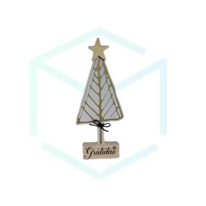 Mini Pinheiros De Natal De Madeira Cru Pequena - 26X11Cm