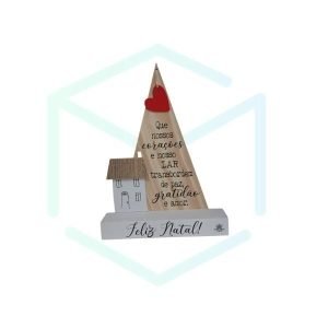 Enfeite de Mesa Com Aplique Que Nossos Corações e Nosso Lar - 24 x 18 x 4,5 CM