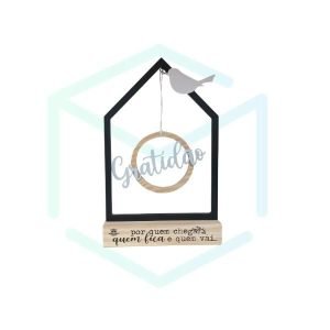 Enfeite De Mesa Casinha Vazado Gratidão 25,5 x 17 cm