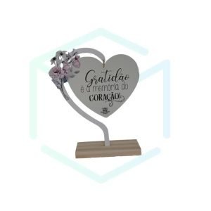 Enfeite De Mesa Com Coração Em Acrílico - “Gratidão É A Memória Do Coração!”