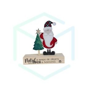 Enfeite de Mesa Papai Noel e Pinheiro Natal é Tempo - 18X17